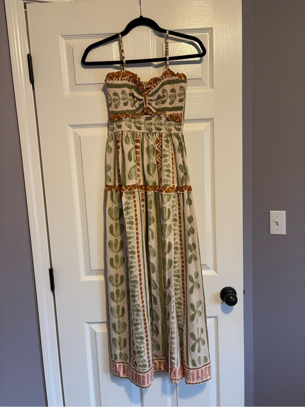 Bohemian Orange & Sage Printed Maxi Dress - Picture 7 of 9